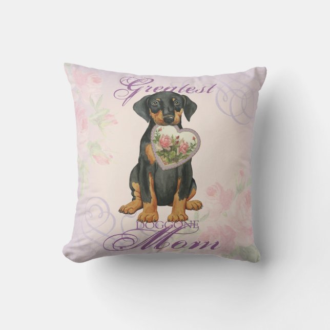 Almofada Doberman Pinscher Heart Mãe (Frente)