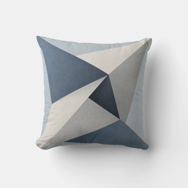Almofada Dobra Geométrica Angular Cinza Azul (Frente)