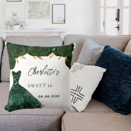 Almofada Doce 16 flores verde esmeraldas brancas