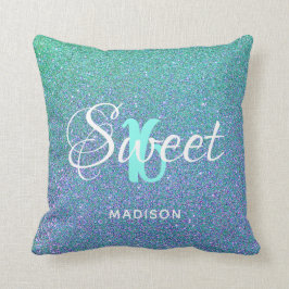 Almofada Doce Aqua Glitter Minúscula 16 Teal Personalizado