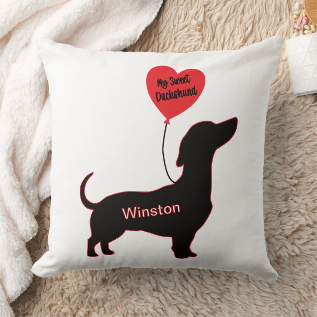 Almofada Doce Dachshund: Balão do Coração (Cobertor)