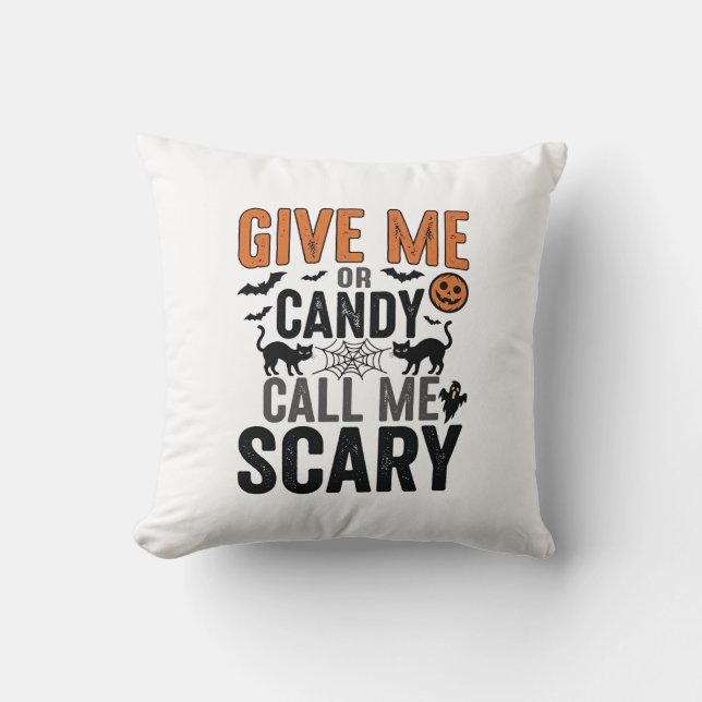 Almofada Doce de Halloween ou Me Chame de Assustador Gráfic (Frente)