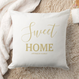 Almofada doce doméstico, branco e ouro personalizável
