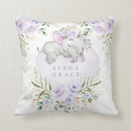 Almofada Doce Elefante Purple Floral Greenery Nursery