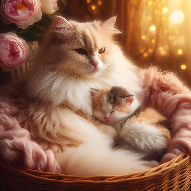 Almofada Doce Mãe Gata & Gatinho - Cobertor do Dia das Mães (Criador carregado)