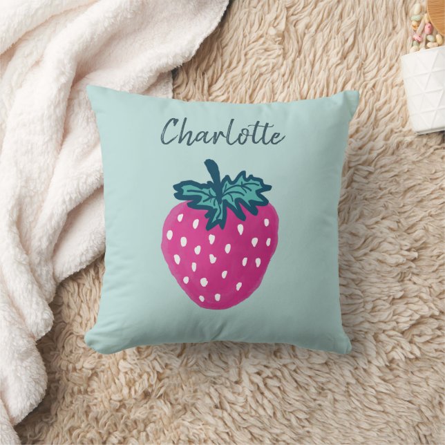 Almofada Doce Morango Fruta Nome Personalizado  (Cobertor)