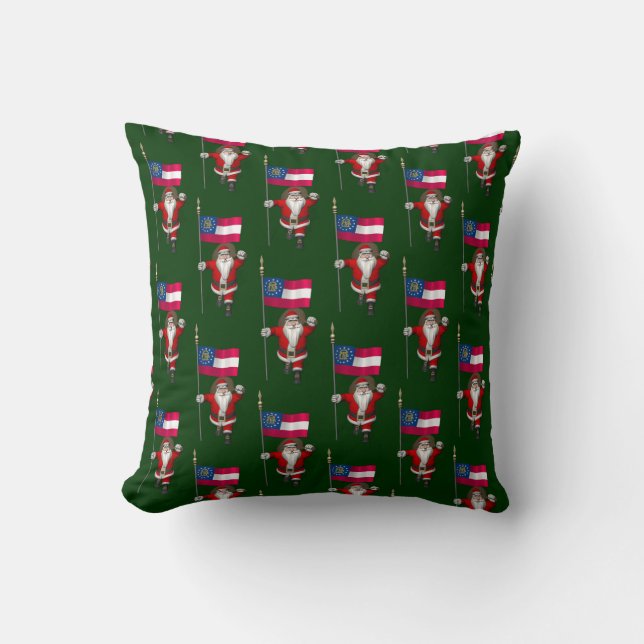 Almofada Doce Papai noel Com Bandeira Da Geórgia (Frente)