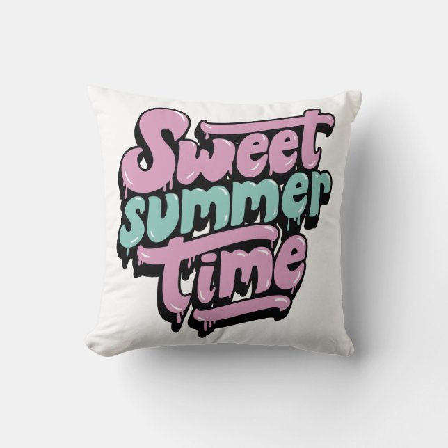 Almofada Doce Tempo de Verão Retrô (Frente)