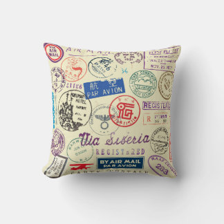 Almofada Documento Vintage: Coleção do Conjunto de Carimbos