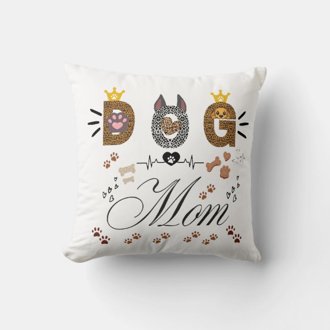 Almofada Dog Mom Leopard Print Paw Design/Leopard Dog Mom (Frente)