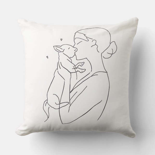 Almofada Dog Mom Throw Pillow Minimalist Pet Lover Home (Frente)