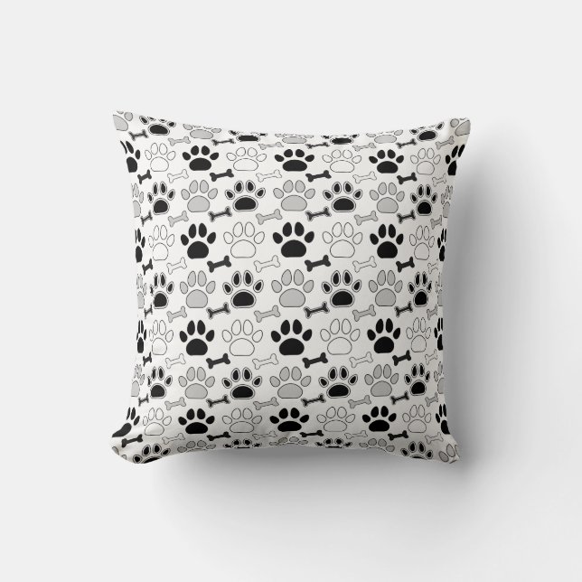 Almofada Dog Paw Prints and Bones Pattern (Frente)