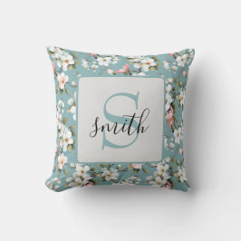 Almofada Dogwood Botânico Azul Primavera Personalizado