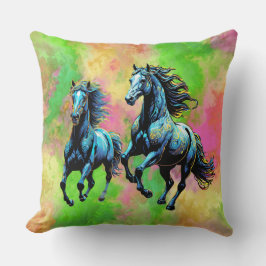 Almofada Dois Cavalos Galopantes Fantásticos
