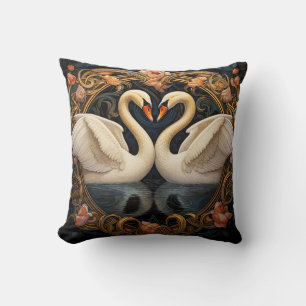Almofada Dois Cisnes No Lago Art Nouveau Inspiraram O Decur