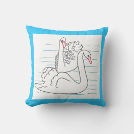 Almofada Dois Cisnes Pretos Desenhando Travesseiros Persona