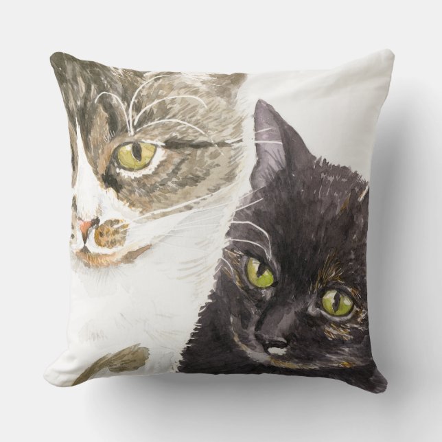 Almofada Dois gatos - tabby e tortie (Frente)