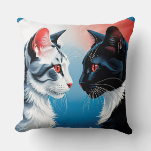 Almofada Dois Gatos Virados um para o Outro