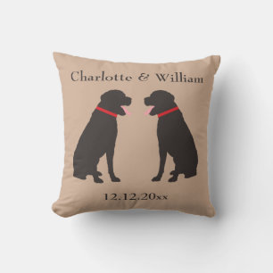 Almofada Dois Labradores de Chocolate Marrom Personalizados