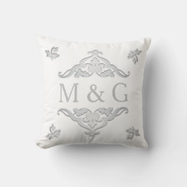 Almofada Dois monogramas com Scrollwork e folhas A24