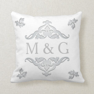 Almofada Dois monogramas com Scrollwork e folhas A24