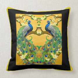 Almofada Dois Peacocks Azuis Indianos