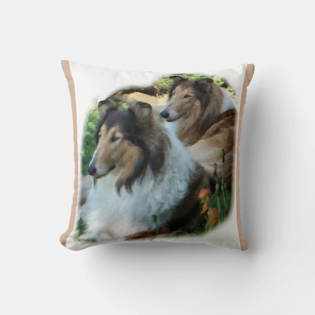 Almofada Dois Presentes De Arte De Collies Sable Rough (Frente)