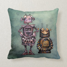 Almofada Dois robôs do Steampunk do miúdo engraçado!