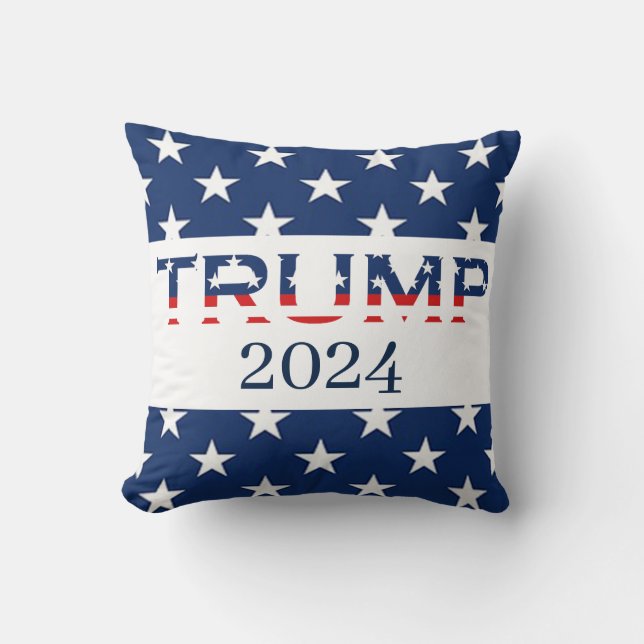 Almofada Donald Trump 2024 Stars Patriótica White e Azul (Frente)