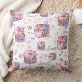Almofada Donuts bonitos Padrão doce feminino Roxo Branco