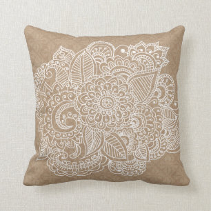 Almofada Doodle bonito de Paisley do teste padrão rústico