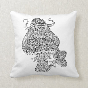 Almofada Doodle mágico tirado mão dos cogumelos
