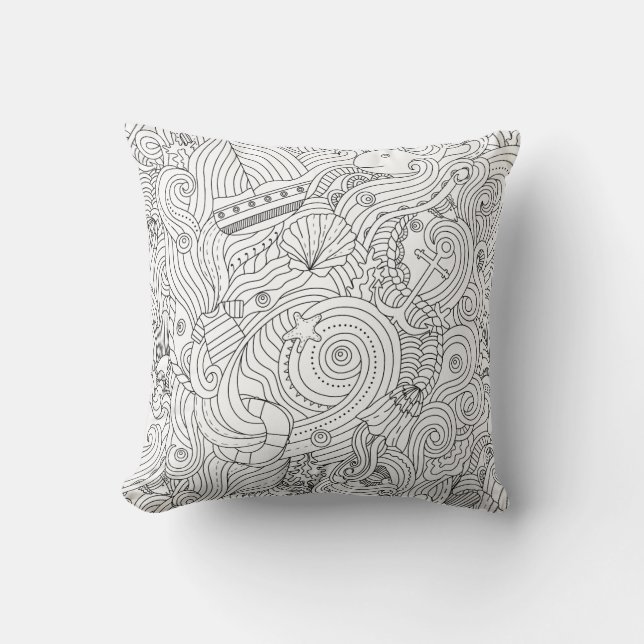 Almofada Doodle náutico (Frente)