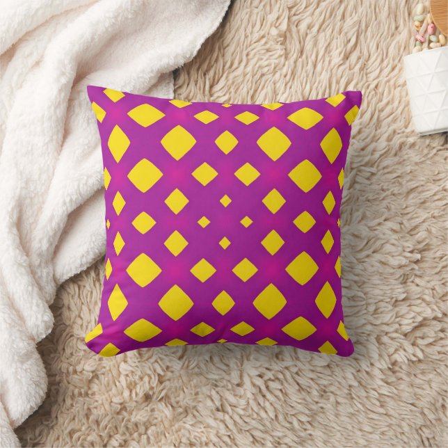 Almofada Dopamina Decoração Amarelo Roxo Padrão Abstrato (Cobertor)