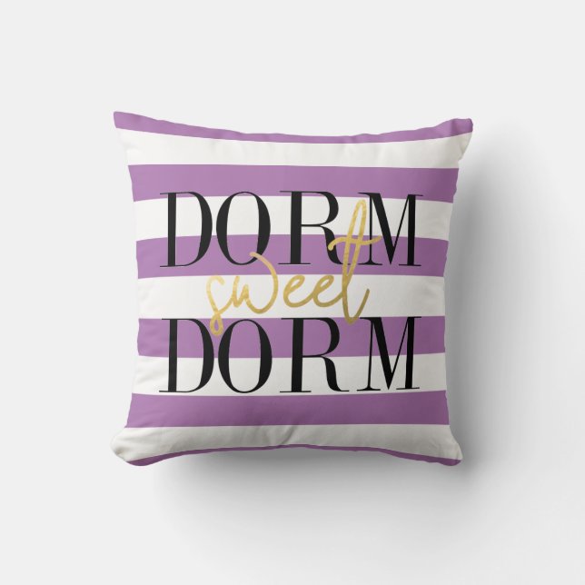 Almofada Dorm Sweet Dorm | Stripes de púrpura (Frente)