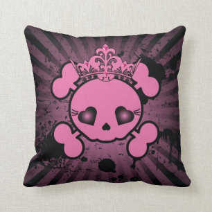 Almofada Dos Crossbones cor-de-rosa do crânio de EMO