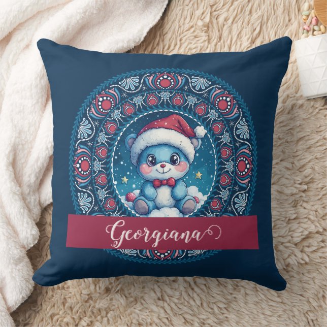 Almofada Dot do Urso Kawaii Personalizado de Natal Mandala (Cobertor)