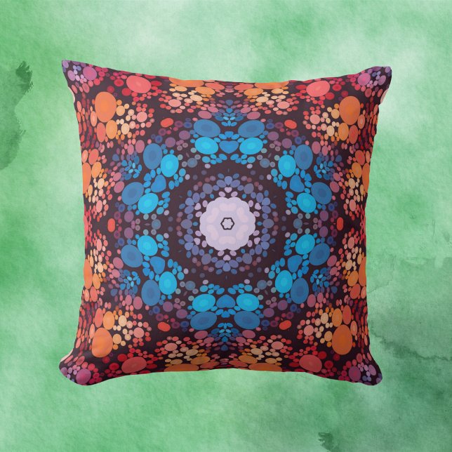 Almofada Dot Mandala Blue Red and Orange (Criador carregado)