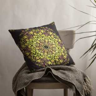 Almofada Dot Mandala Flor Amarelo Puro e Preto
