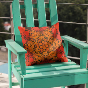 Almofada Dot Mandala Flor Laranja e Preto