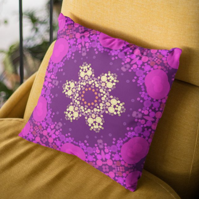 Almofada Dot Mandala Flor Rosa e Amarelo (Criador carregado)