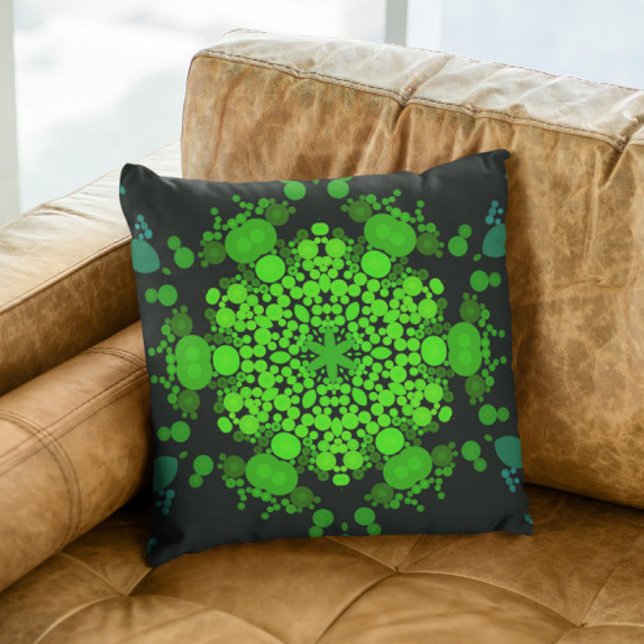 Almofada Dot Mandala Flor Verde e Preto (Criador carregado)
