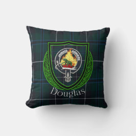Almofada Douglas Scottish Clan Tartan & Crest