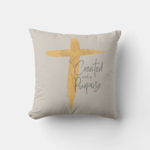 Almofada Dourada cruz com Jesus Criada com um propósito