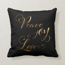Almofada Dourada e elegante alegria de paz negra amor Natal