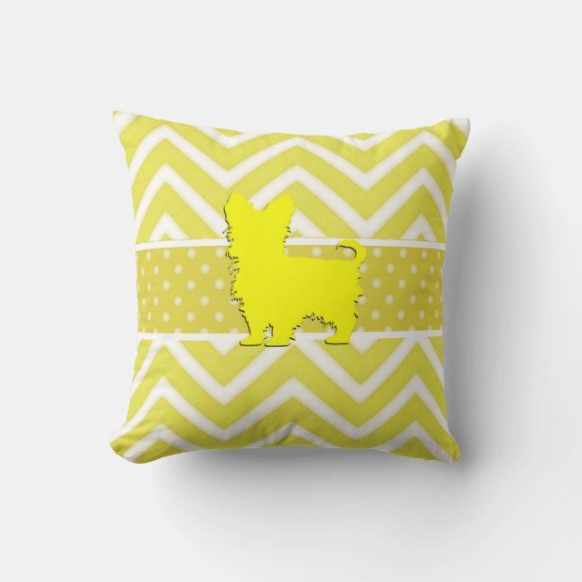 Almofada Dourada e White Stripe com Cachorro Silhueta Amare (Frente)