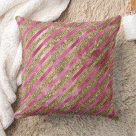 Almofada Dourada Glitter Glitter Girly Pink Strips
