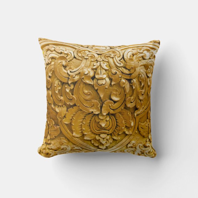 Almofada Dourada pintada,madeira antiga,vintage,elegante, (Frente)