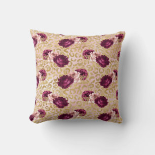 Almofada Dourada Rosas Rosa-Rosa-Imprimidas Floral
