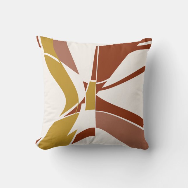 Almofada Dourada Rust Beige Mauve White Modern Art Abstrato (Frente)